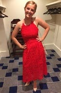 cynthia rowley cherry red lace halter dress