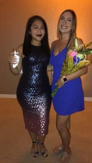 Navy and Pink Shawn Sheath by Dress The Population for $50 - $65 | Rent the Runway