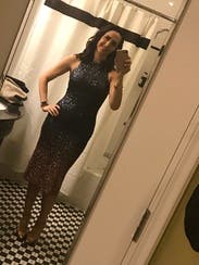 Navy and Pink Shawn Sheath by Dress The Population for $50 - $60 | Rent the Runway